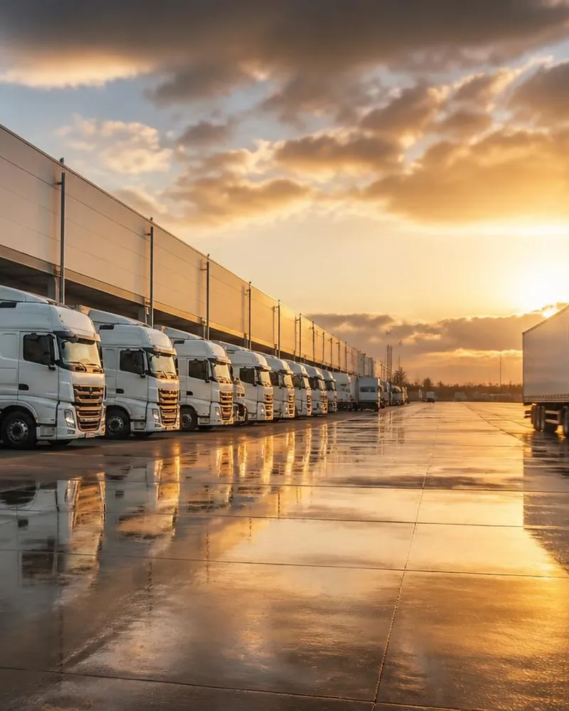 Flota transportowa przy centrum logistycznym